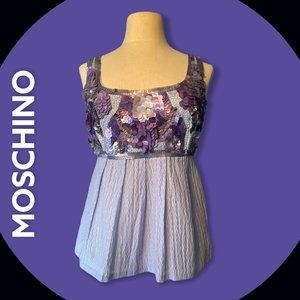 ABFAB! MOSCHINO VIOLET TOP (SZ 8) (BNWT)